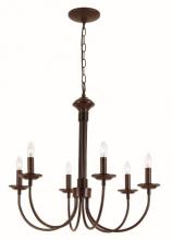 Trans Globe 9016 ROB - 6LT CHANDELIER- J ARM- BRONZE
